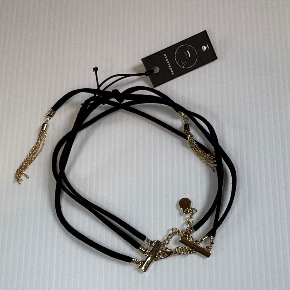 BaubleBar Black and Gold Layered Necklace